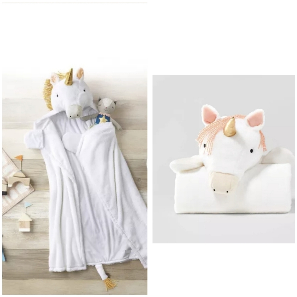 NWT Pillowfort Super Soft Unicorn Hooded Blanket with Hand Pockets 40 x 50